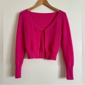 Jacquemus Hot Pink Cropped V-Neck Cardigan
